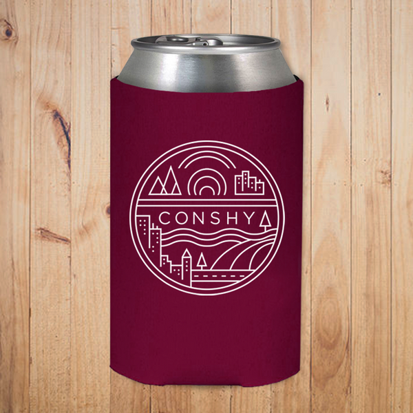 Conshy Circle Koozie (Maroon)