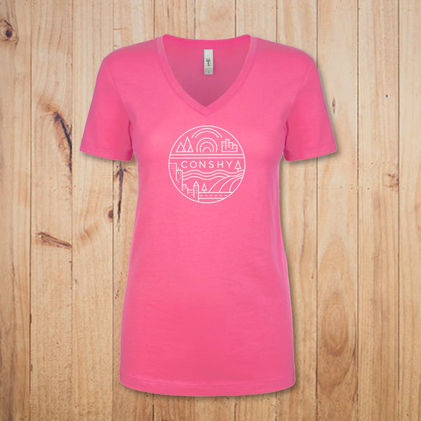 Conshy Circle Womens V-neck (Pink)